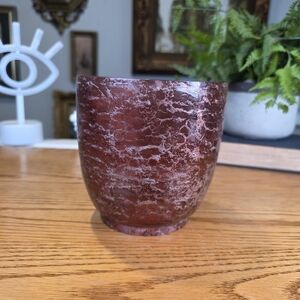 Vintage Ruby Red Crackle Glass Light Shade - Hand Blown Art Glass Decor - 5"